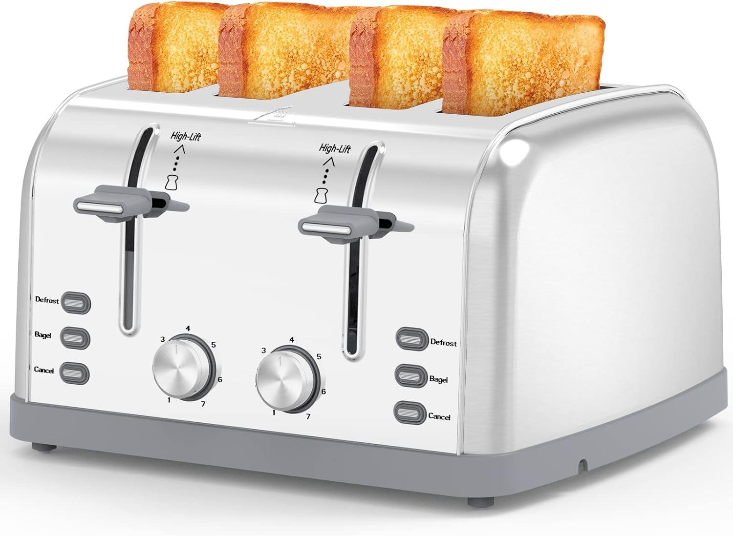 GHLLW 4-Slice Retro Stainless Steel Toaster
