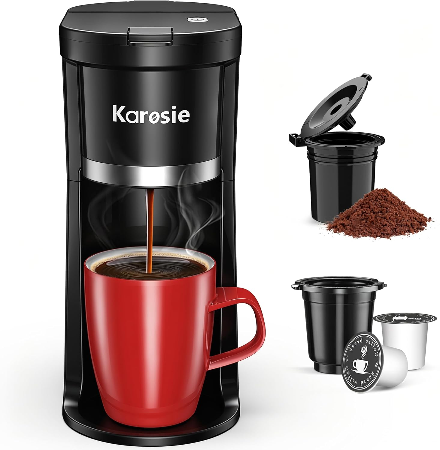 GHLLW Compact Single-Serve Pod and Ground Coffee Maker