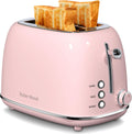 GHLLW 2-Slice Pink Retro Toaster with Wide Slots
